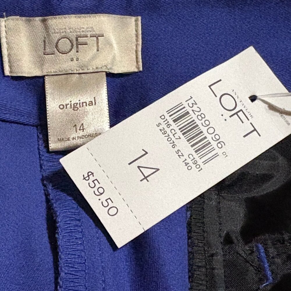 NWT LOFT Original Crop Chino Pants Size 14 Blue - Picture 5 of 11